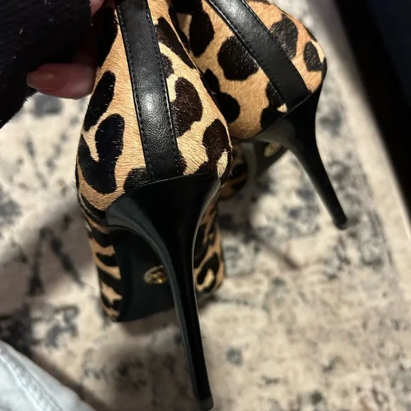Michael Kors Calf Hair Black and Tan Leopard Heels - Picture 4 of 5